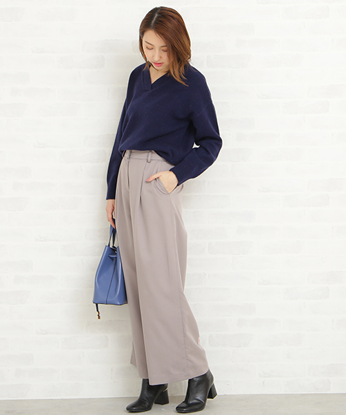 N.(N. Natural Beauty Basic)(エヌエヌナチュラルビューティーベーシック)の「◆ラムウールVネックニット(ニット/セーター・レディース・ホワイト/ネイビー/グレー/グリーン/ピンク・MEDIUM)」の20枚目の写真