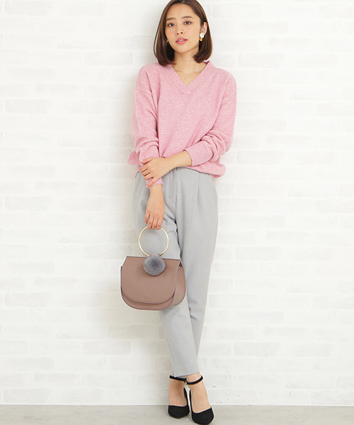 N.(N. Natural Beauty Basic)(エヌエヌナチュラルビューティーベーシック)の「◆ラムウールVネックニット(ニット/セーター・レディース・ホワイト/ネイビー/グレー/グリーン/ピンク・MEDIUM)」の21枚目の写真