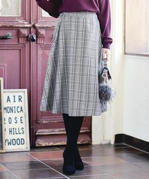 KOBE LETTUCE | 今季必ず1着は持っておきたいトレンドitem！バックウエストゴム★チェック柄ミディアム丈フレアスカート/レディースボトムス[M2015]神戸レタス(スカート)
