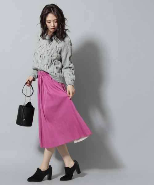 Andemiu（アンデミュウ）の「ザックリケーブルニットプルオーバー776618（ニット/セーター・レディース・ホワイト/イエロー/グレー・FREE）」の7枚目の写真