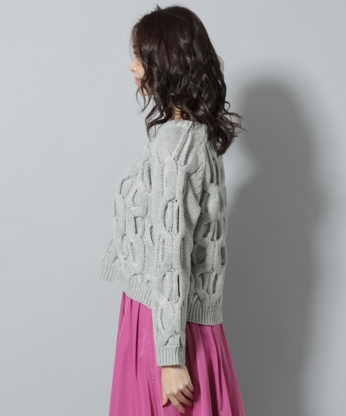 Andemiu（アンデミュウ）の「ザックリケーブルニットプルオーバー776618（ニット/セーター・レディース・ホワイト/イエロー/グレー・FREE）」の9枚目の写真
