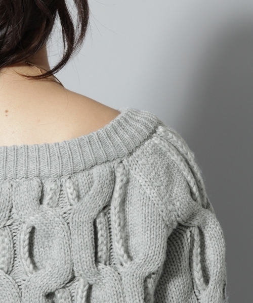 Andemiu（アンデミュウ）の「ザックリケーブルニットプルオーバー776618（ニット/セーター・レディース・ホワイト/イエロー/グレー・FREE）」の12枚目の写真
