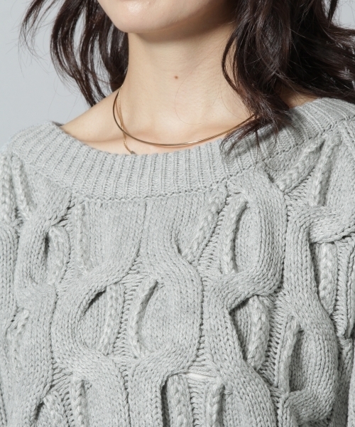 Andemiu（アンデミュウ）の「ザックリケーブルニットプルオーバー776618（ニット/セーター・レディース・ホワイト/イエロー/グレー・FREE）」の10枚目の写真