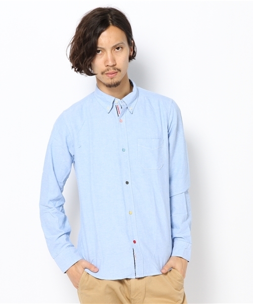 RATTLE TRAP（ラトルトラップ）の「先染めオックスボタンダウンシャツ（シャツ/ブラウス・メンズ・ホワイト/ブルー/サックスブルー/ピンク・SMALL/MEDIUM/LARGE/LL）」の2枚目の写真