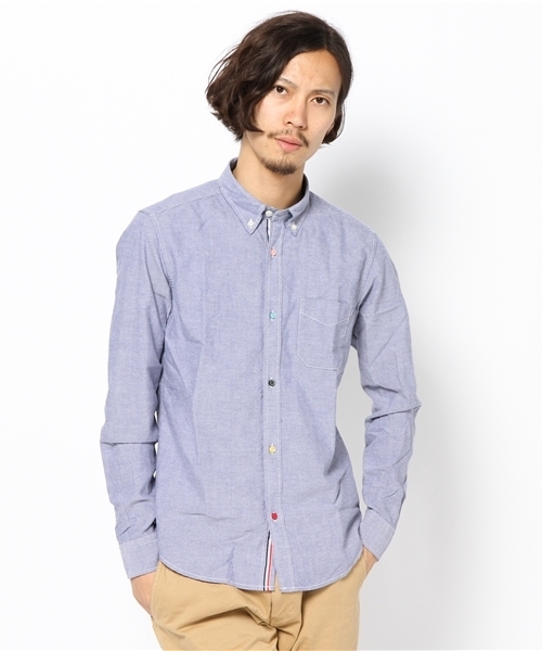 RATTLE TRAP（ラトルトラップ）の「先染めオックスボタンダウンシャツ（シャツ/ブラウス・メンズ・ホワイト/ブルー/サックスブルー/ピンク・SMALL/MEDIUM/LARGE/LL）」の3枚目の写真