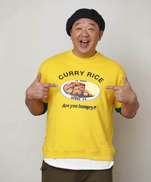 BUCCA 44（ブッカフォーティーフォー）の「【BUCCA 44】カレーライスプリント半袖スウェット（スウェット・メンズ・ホワイト/ブラック/イエロー・LARGE/XXX-LARGE/XX-LARGE/X-LARGE/MEDIUM）」の3枚目の写真