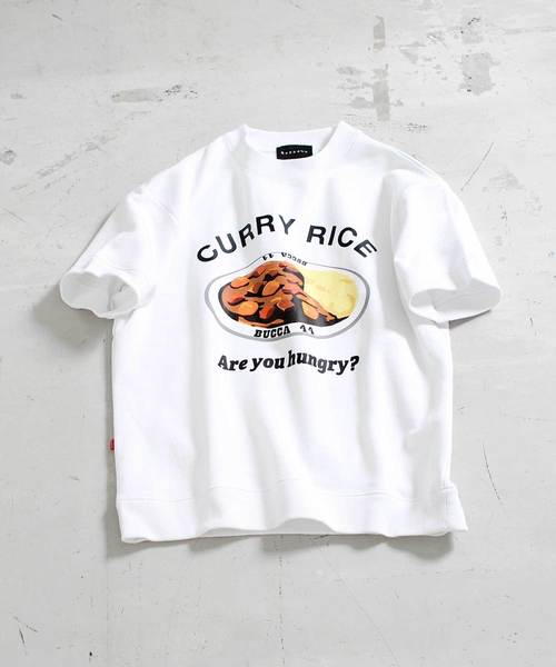 BUCCA 44（ブッカフォーティーフォー）の「【BUCCA 44】カレーライスプリント半袖スウェット（スウェット・メンズ・ホワイト/ブラック/イエロー・LARGE/XXX-LARGE/XX-LARGE/X-LARGE/MEDIUM）」の8枚目の写真