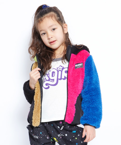 X-girl Stages（エックスガールステージス）の「FLUFFY  JUMPER (4T～7T)（その他アウター・キッズ・ブラック/ネイビー/マルチ・4T/5T/6T/7T）」の3枚目の写真