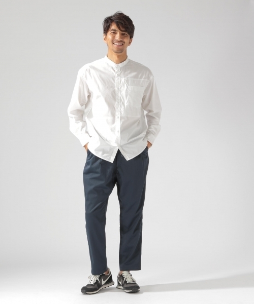 BAYFLOW（ベイフロー）の「コットンバンドカラー長袖シャツ（シャツ/ブラウス・メンズ・ホワイト/ベージュ/ネイビー・LARGE/SMALL/MEDIUM）」の4枚目の写真