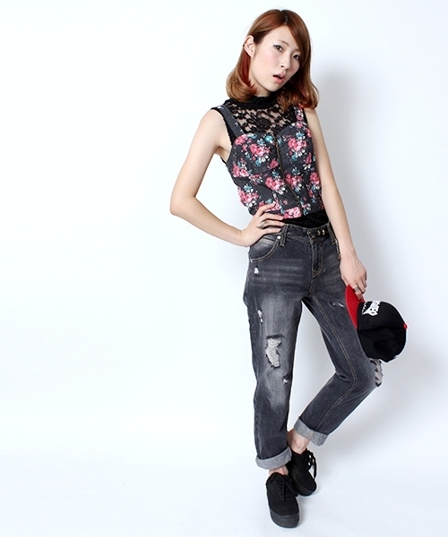 WEGO（ウィゴー）の「WEGO/総レーススタンドカラーTee（N）（Tシャツ/カットソー・レディース・ホワイト/ブラック/ナチュラル・FREE）」の14枚目の写真