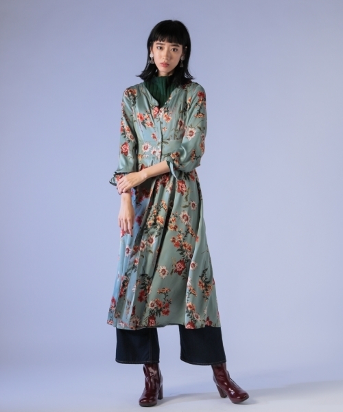 Andemiu（アンデミュウ）の「【WEB限定】ハナガラシャツワンピース 814313（シャツワンピース・レディース・ブラック/ライトグリーン・FREE）」の3枚目の写真