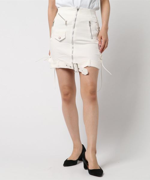 SPIGA（スピーガ）の「ｻｲﾄﾞﾚｰｽｱｯﾌﾟﾃﾞｻﾞｲﾝﾐﾆSK（スカート・レディース・ホワイト/ブラック・SMALL/MEDIUM）」の10枚目の写真