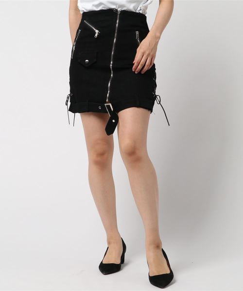 SPIGA（スピーガ）の「ｻｲﾄﾞﾚｰｽｱｯﾌﾟﾃﾞｻﾞｲﾝﾐﾆSK（スカート・レディース・ホワイト/ブラック・SMALL/MEDIUM）」の9枚目の写真