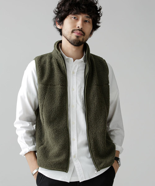 NANO universe（ナノユニバース）の「ボアフリーススタンドＺＩＰベスト（ベスト・メンズ・ブラック/チャコール/ベージュ/ダークカーキ・SMALL/MEDIUM/X-LARGE/LARGE）」の4枚目の写真