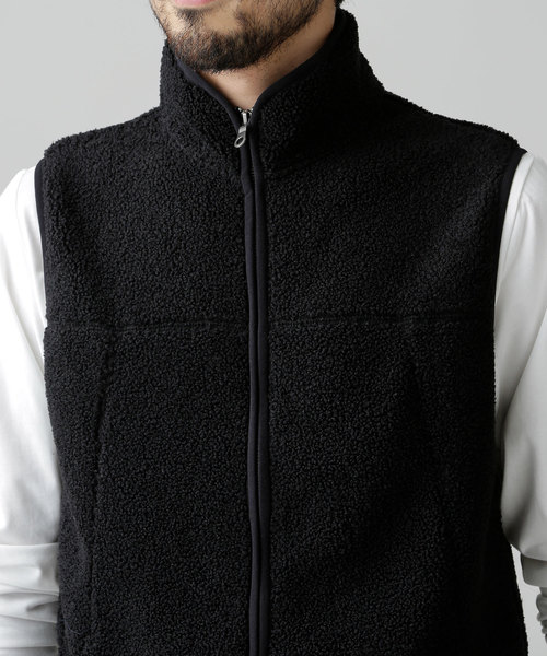 NANO universe（ナノユニバース）の「ボアフリーススタンドＺＩＰベスト（ベスト・メンズ・ブラック/チャコール/ベージュ/ダークカーキ・SMALL/MEDIUM/X-LARGE/LARGE）」の8枚目の写真