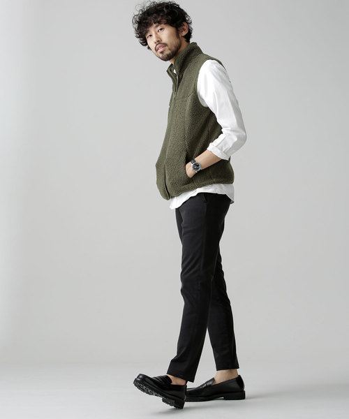 NANO universe（ナノユニバース）の「ボアフリーススタンドＺＩＰベスト（ベスト・メンズ・ブラック/チャコール/ベージュ/ダークカーキ・SMALL/MEDIUM/X-LARGE/LARGE）」の7枚目の写真