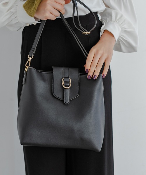 Edit Sheen（エディットシーン）の「ポーチ付きスクエア2wayバッグ（ショルダーバッグ・レディース・ブラック/モカ・FREE）」の16枚目の写真