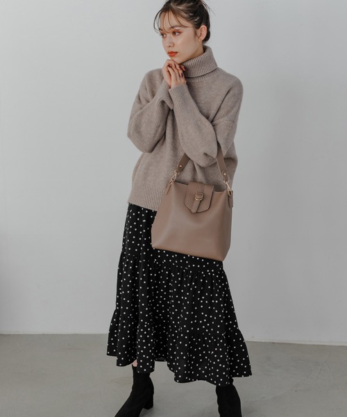 Edit Sheen（エディットシーン）の「ポーチ付きスクエア2wayバッグ（ショルダーバッグ・レディース・ブラック/モカ・FREE）」の12枚目の写真