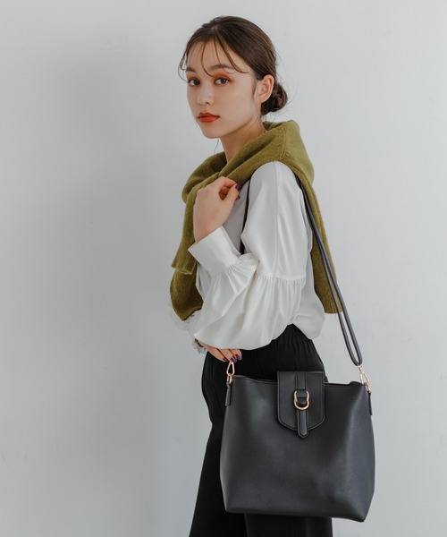 Edit Sheen（エディットシーン）の「ポーチ付きスクエア2wayバッグ（ショルダーバッグ・レディース・ブラック/モカ・FREE）」の18枚目の写真