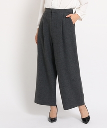 【洗える】ドックトゥースワイドパンツ