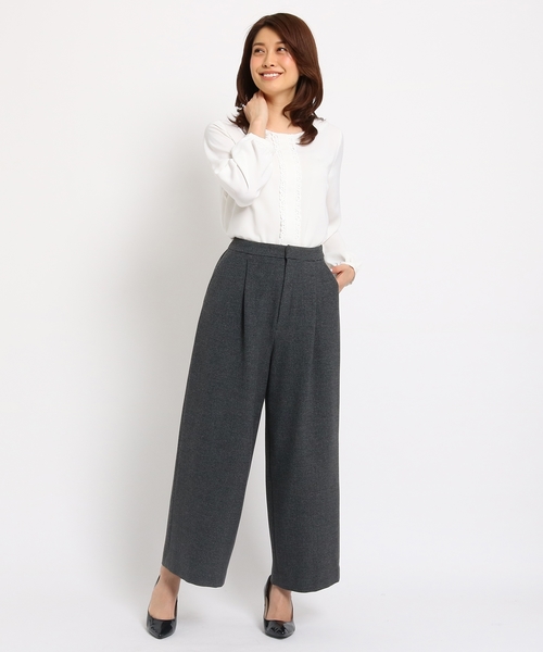 Sunauna(スーナウーナ)の「【洗える】ドックトゥースワイドパンツ(その他パンツ・レディース・グレー系その他2・40/38/36)」の8枚目の写真