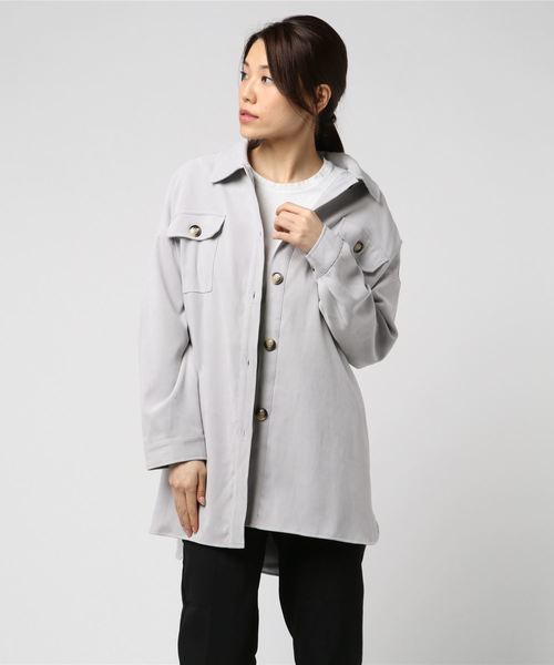 archives（アルシーヴ）の「CPOシャツジャケット（ミリタリージャケット・レディース・カーキ/アイボリー/シルバーグレー/モカ/ブラック・MEDIUM）」の4枚目の写真