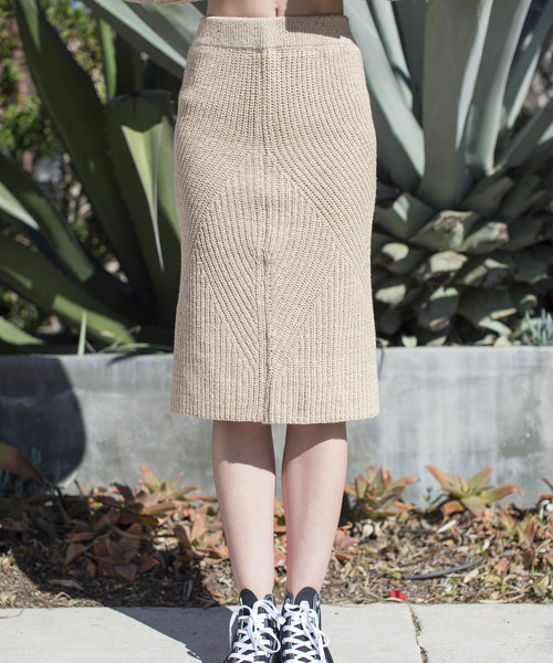 ALEXIA STAM（アリシアスタン）の「Knit Midi Skirt/ニットスカート（スカート・レディース・ブラック/ベージュ・FREE）」の8枚目の写真