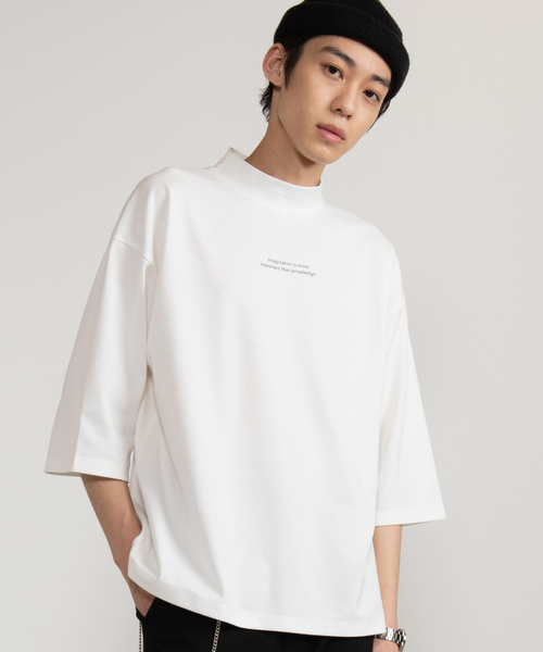 WEGO（ウィゴー）の「WEGO/ポンチモックネック5分袖Tシャツ（Tシャツ/カットソー・メンズ・ブラック/ホワイト・MEDIUM/LARGE）」の2枚目の写真