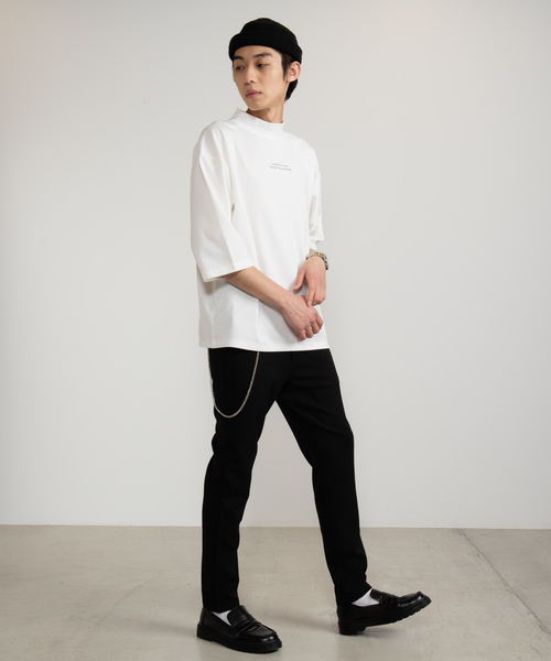 WEGO（ウィゴー）の「WEGO/ポンチモックネック5分袖Tシャツ（Tシャツ/カットソー・メンズ・ブラック/ホワイト・MEDIUM/LARGE）」の13枚目の写真