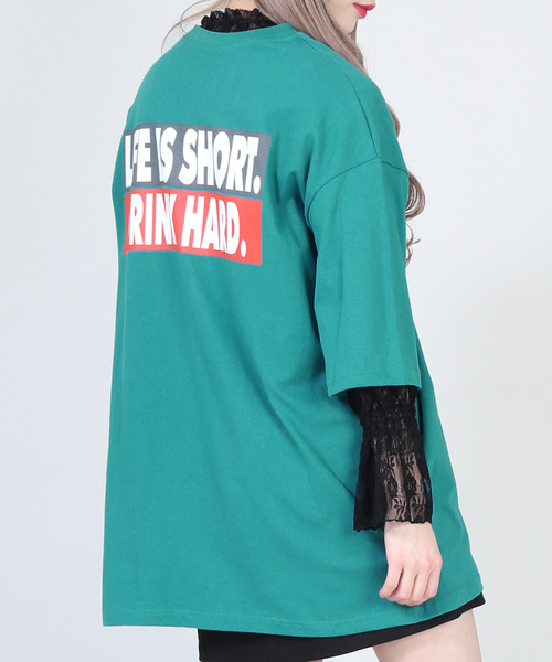 DING（ディング）の「DING/LIFE IS SHORT Tシャツ（Tシャツ/カットソー・レディース・オレンジ/グリーン/ホワイト・FREE）」の16枚目の写真