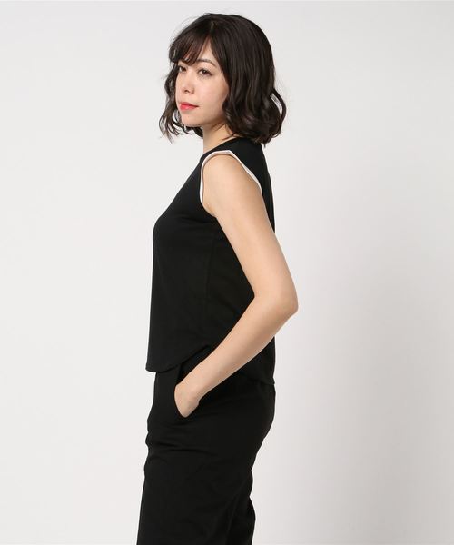 titivate(ティティベイト)の「配色フレンチスリーブカットソープルオーバー(Tシャツ/カットソー・レディース・ブラック/ブラウン/オフホワイト/杢グレー・S/M/L)」の5枚目の写真