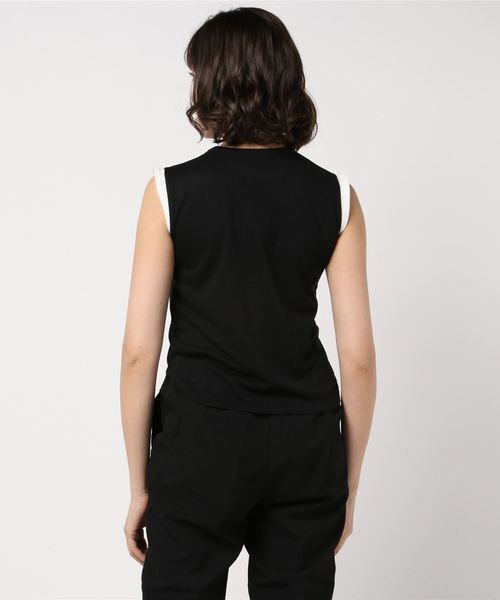 titivate(ティティベイト)の「配色フレンチスリーブカットソープルオーバー(Tシャツ/カットソー・レディース・ブラック/ブラウン/オフホワイト/杢グレー・S/M/L)」の6枚目の写真