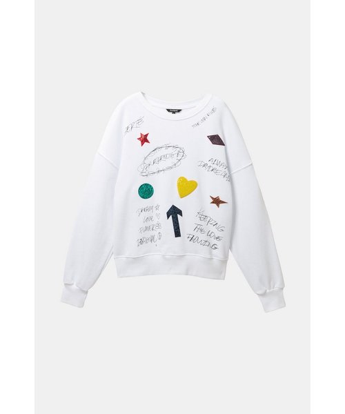 Desigual（デシグアル）の「スウェットロングスリーブ MONI（スウェット・レディース・ホワイト・L/M/S/2L）」の9枚目の写真