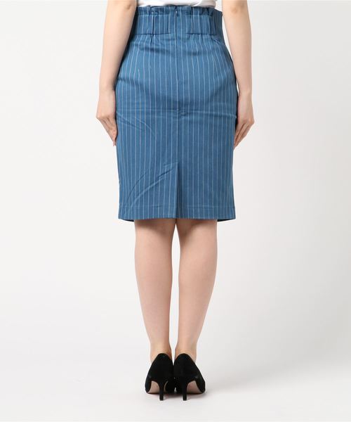 Bou Jeloud（ブージュルード）の「ストライプデニムタイトスカート（スカート・レディース・ブルー/サックスブルー・38）」の4枚目の写真