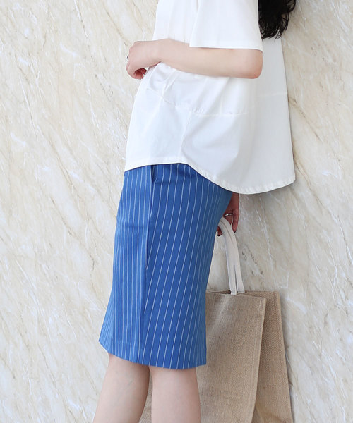 Bou Jeloud（ブージュルード）の「ストライプデニムタイトスカート（スカート・レディース・ブルー/サックスブルー・38）」の8枚目の写真