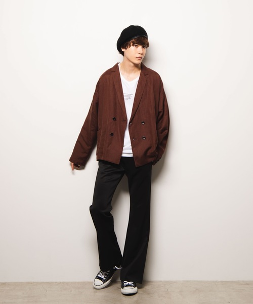 WEGO（ウィゴー）の「WEGO/ポンチフレアイージーパンツ（スラックス・メンズ・ブラック/キャメル・LARGE/MEDIUM）」の3枚目の写真