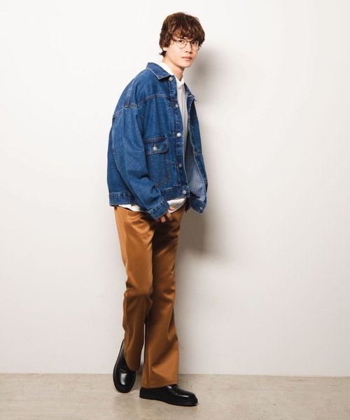 WEGO（ウィゴー）の「WEGO/ポンチフレアイージーパンツ（スラックス・メンズ・ブラック/キャメル・LARGE/MEDIUM）」の4枚目の写真