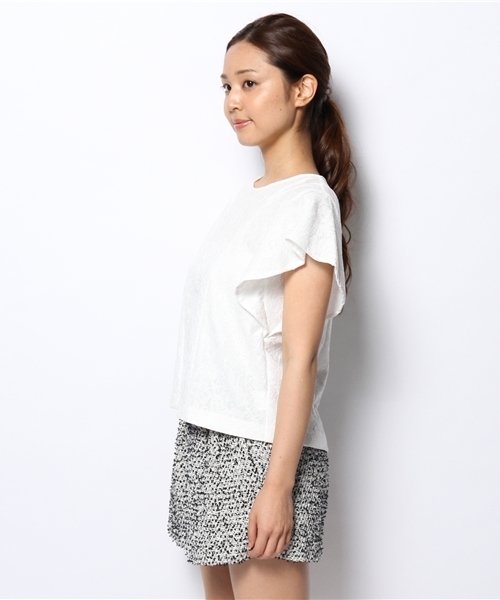 SOFFITTO（ソフィット）の「Soffitto /  レースボンディング天竺　ブラウス（シャツ/ブラウス・レディース・ホワイト/ブラック・FREE）」の4枚目の写真