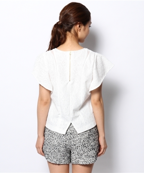 SOFFITTO（ソフィット）の「Soffitto /  レースボンディング天竺　ブラウス（シャツ/ブラウス・レディース・ホワイト/ブラック・FREE）」の3枚目の写真