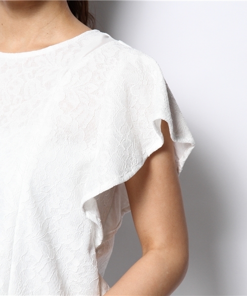 SOFFITTO（ソフィット）の「Soffitto /  レースボンディング天竺　ブラウス（シャツ/ブラウス・レディース・ホワイト/ブラック・FREE）」の7枚目の写真