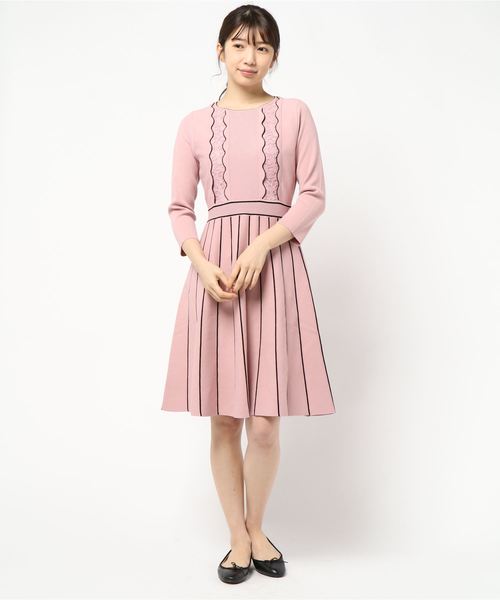 新品 純正品 セール レーススカラップフレア ワンピース ニット セーター Anayi アナイ のファッション かわいい Arenatheatre Net