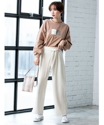 fifth | ウエストリボンリブロングカラーワイドパンツ(その他パンツ)