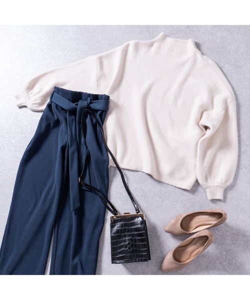 fifth(フィフス)の「ウエストリボンリブロングカラーワイドパンツ(その他パンツ・レディース・ブラウン/ブルー/オフホワイト・MEDIUM)」の16枚目の写真