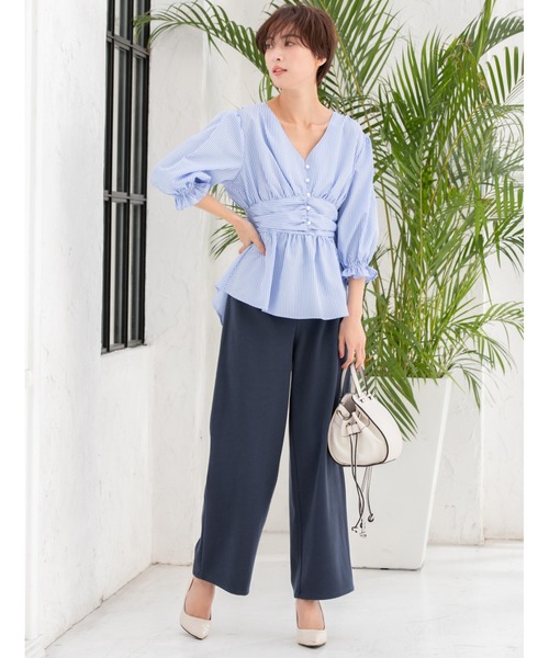 fifth(フィフス)の「ウエストリボンリブロングカラーワイドパンツ(その他パンツ・レディース・ブラウン/ブルー/オフホワイト・MEDIUM)」の22枚目の写真