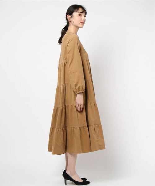 archives（アルシーヴ）の「細コールティアードフレアドレス（ドレス・レディース・グレー/ブラウン/ベージュ・MEDIUM）」の5枚目の写真