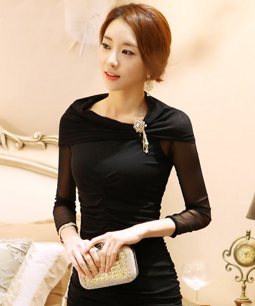 OSYAREVO(オシャレボ)の「オフタートル ギャザーワンピース(ドレス・レディース・ブラック/パープル・XX-LARGE/SMALL/LARGE/X-LARGE)」の11枚目の写真