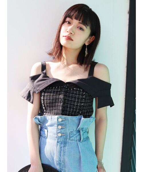 EMODA（エモダ）の「ビスチェレイヤーシャツトップ（シャツ/ブラウス・レディース・ホワイト/ブラック/カーキ・FREE）」の15枚目の写真