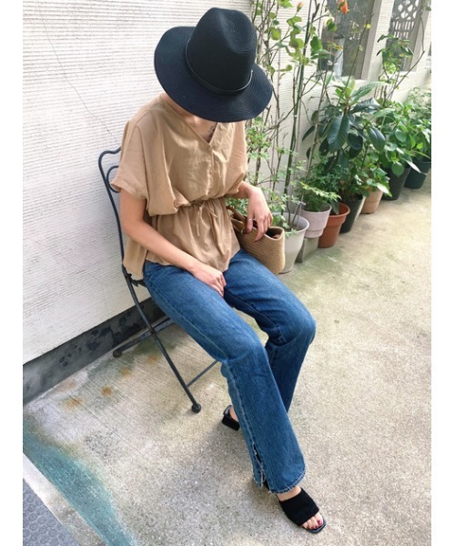 AZUL by moussy（アズールバイマウジー）の「BELT FOLDING PAPER HAT/ベルトフォールディングペーパーハット（ハット・レディース・ブラック/ライトベージュ・FREE）」の17枚目の写真