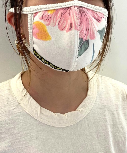 GREEN BOWL(グリーンボウル)の「【日本製】GREENBOWL Sweat Reversible Face Mask(Print) グリーンボウル スウェット リバーシブル フェイス マスク(マスク・レディース・ブルー/スミクロ/チャコール/キナリ/ブルー系その他/グレー系・FREE)」の2枚目の写真