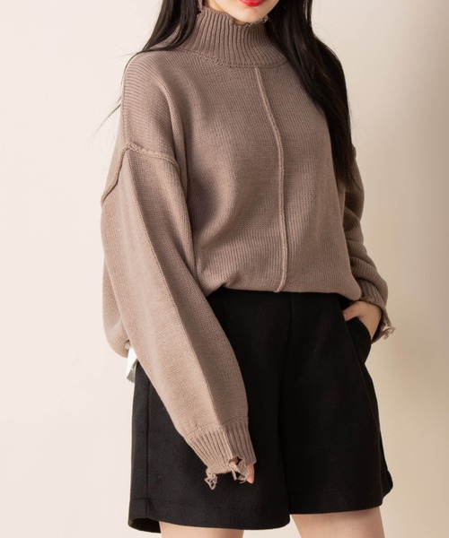 Mysa&Liina(ミーサリーナ)の「レイヤード風 ハイネックダメージニット(ニット/セーター・レディース・ベージュ/グレイッシュベージュ/アイボリー/ブラック・L/M)」の20枚目の写真